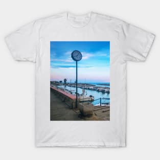 Seaport Clock Boats Summer Sunset Italy T-Shirt